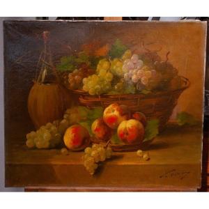 Florentin / Brunel-neuville (1852-1941) : Nature Morte Aux Fruits Ag41