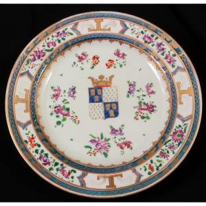 Porcelain Plate With Coat Of Arms, Compagnie Des Indes / Samson Design
