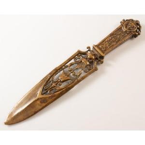 Openwork Bronze Letter Opener With Renaissance Decor