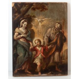 Le retour d'Egypte de la sainte famille Huile sur bois XVIIIè
