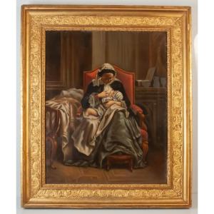 Oil On Canvas, Woman With Child, Motherhood