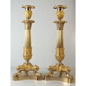 Bronze Candlesticks From The Restoration Period