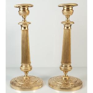 Bougeoirs en laiton XIXè