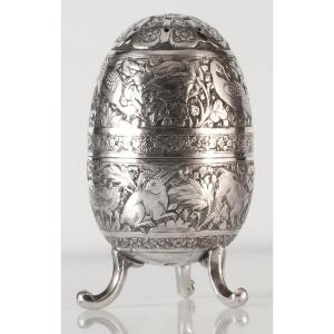 Oeuf en argent saupoudreuse moyen orient Syrie
