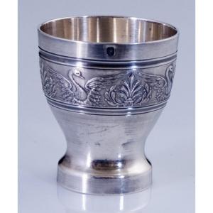 coquetier décor cygne en argent poinçon minerve 