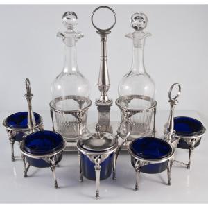 Service à Condiments Argent Massif époque Empire salières moutardier huilier