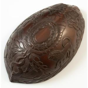 Demi noix de corozo écusson décor naturaliste