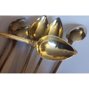 6 cuillères  à café argent vermeillé poinçon minerve
