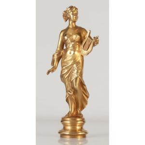 Sceau à cacheter en bronze doré Sapho femme à la lyre
