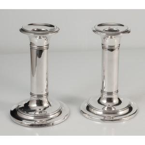 paire de bougeoirs bonheur du jour argent anglais