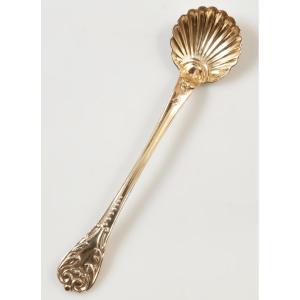 Longue cuillère à sel / condiments / moutarde argent vermeil