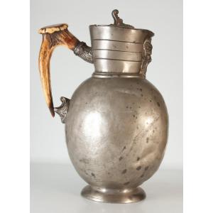 19th-century Pewter Wine Pitcher