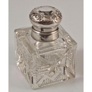 Cut Crystal And Silver Inkwell