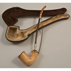 Nineteenth Century Meerschaum And Silver Pipe