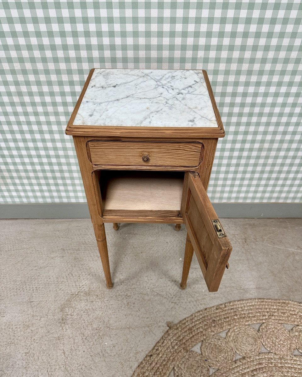 Table De Chevet Avec Plateau En Marbre (rénovée)-photo-2