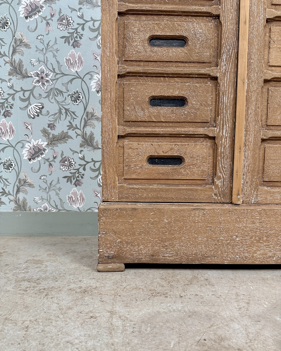 Armoire De Notaire Triple En Chêne (rénovée)-photo-4