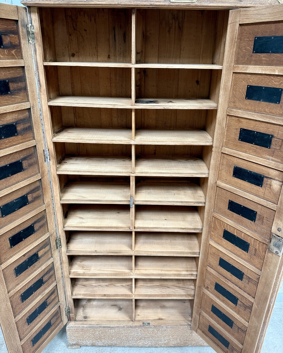 Armoire De Notaire Triple En Chêne (rénovée)-photo-7