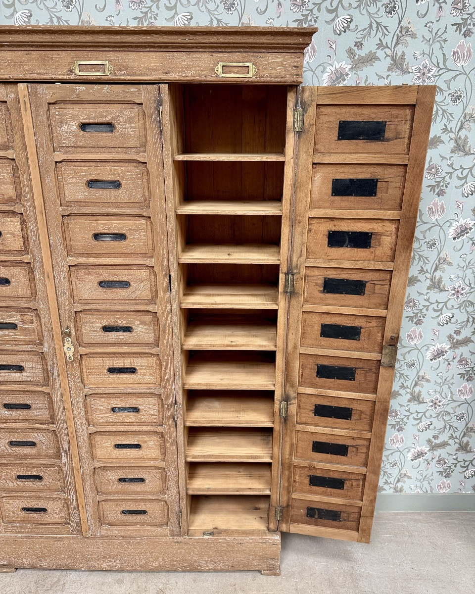 Armoire De Notaire Triple En Chêne (rénovée)-photo-8