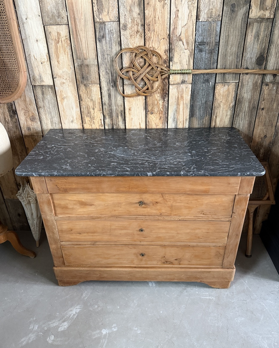 Louis-philippe Chest Of Drawers With Marble Top (renovated)-photo-4