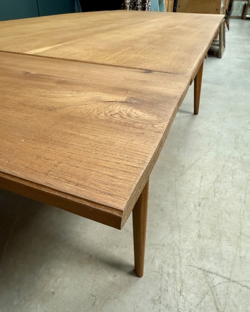 Table Extensible Années 70 En Chêne Massif (rénovée)-photo-8