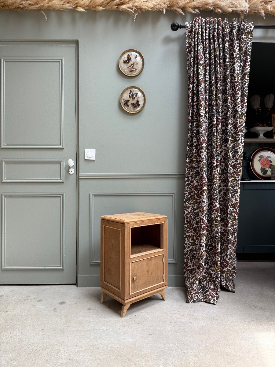 Art Deco Oak And Marble Bedside Cabinet (renovated)-photo-2