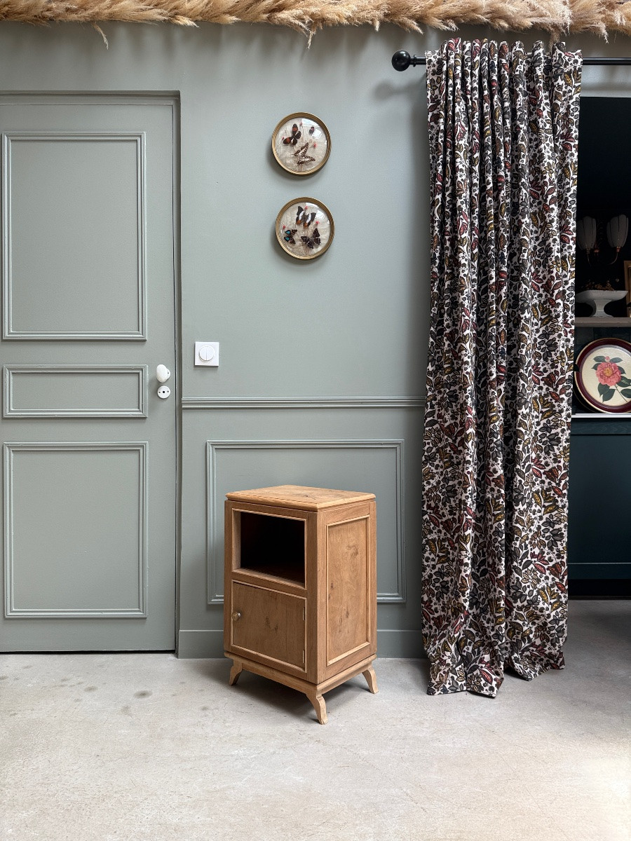 Art Deco Oak And Marble Bedside Cabinet (renovated)-photo-3