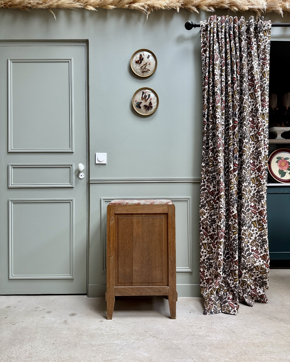 Art Deco Oak And Marble Bedside Cabinet (renovated)-photo-3