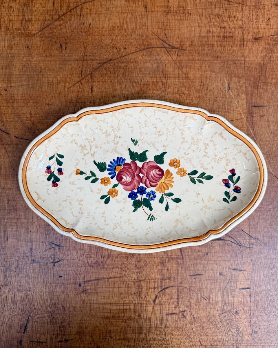 Longchamp Earthenware Service, Hand-painted Mistral Decor, 70 Pieces-photo-3