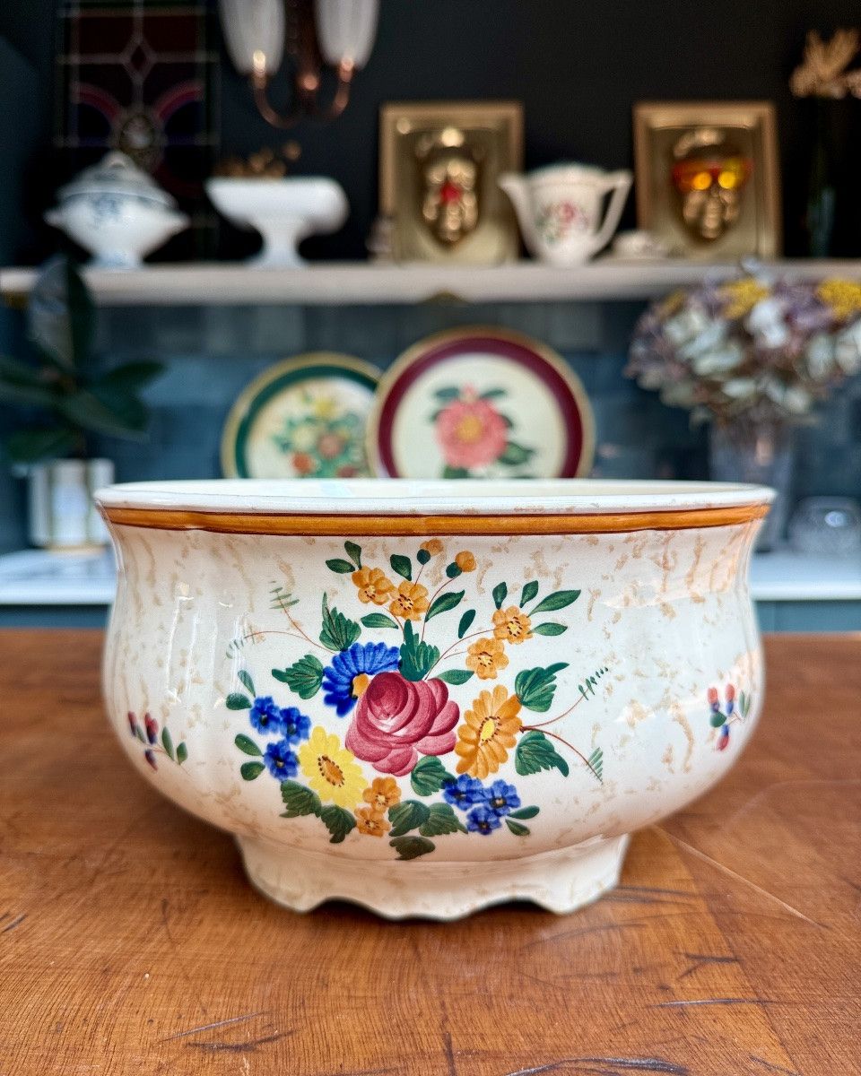 Longchamp Earthenware Service, Hand-painted Mistral Decor, 70 Pieces-photo-7