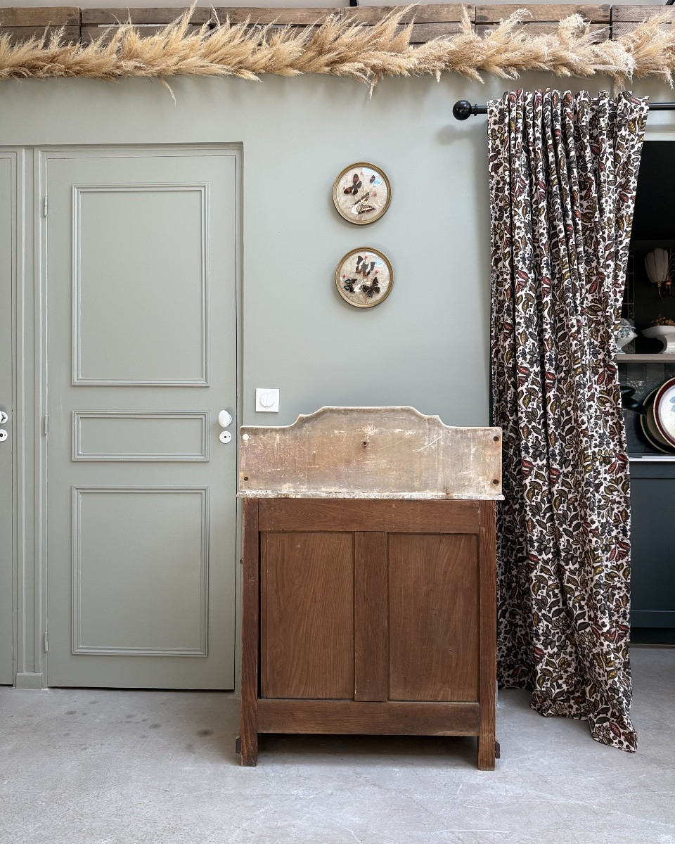 Antique Sideboard In Solid Wood And Marble -photo-3