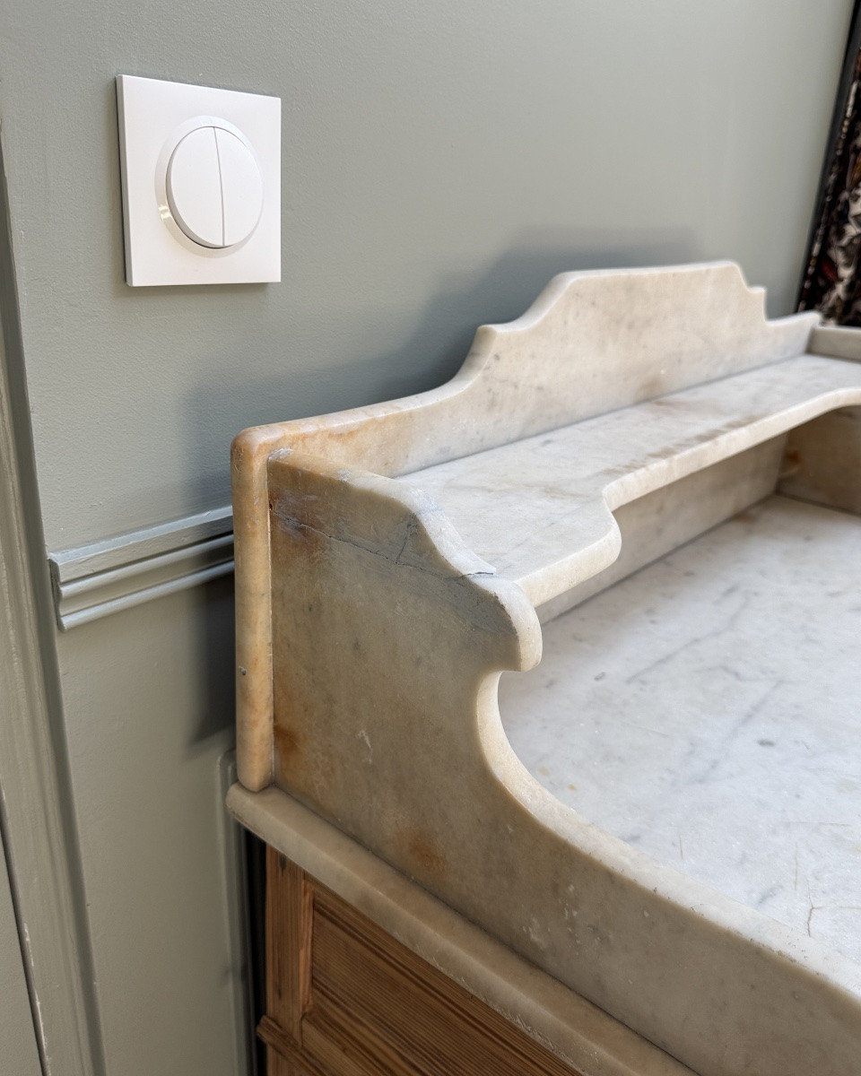 Antique Sideboard In Solid Wood And Marble -photo-7