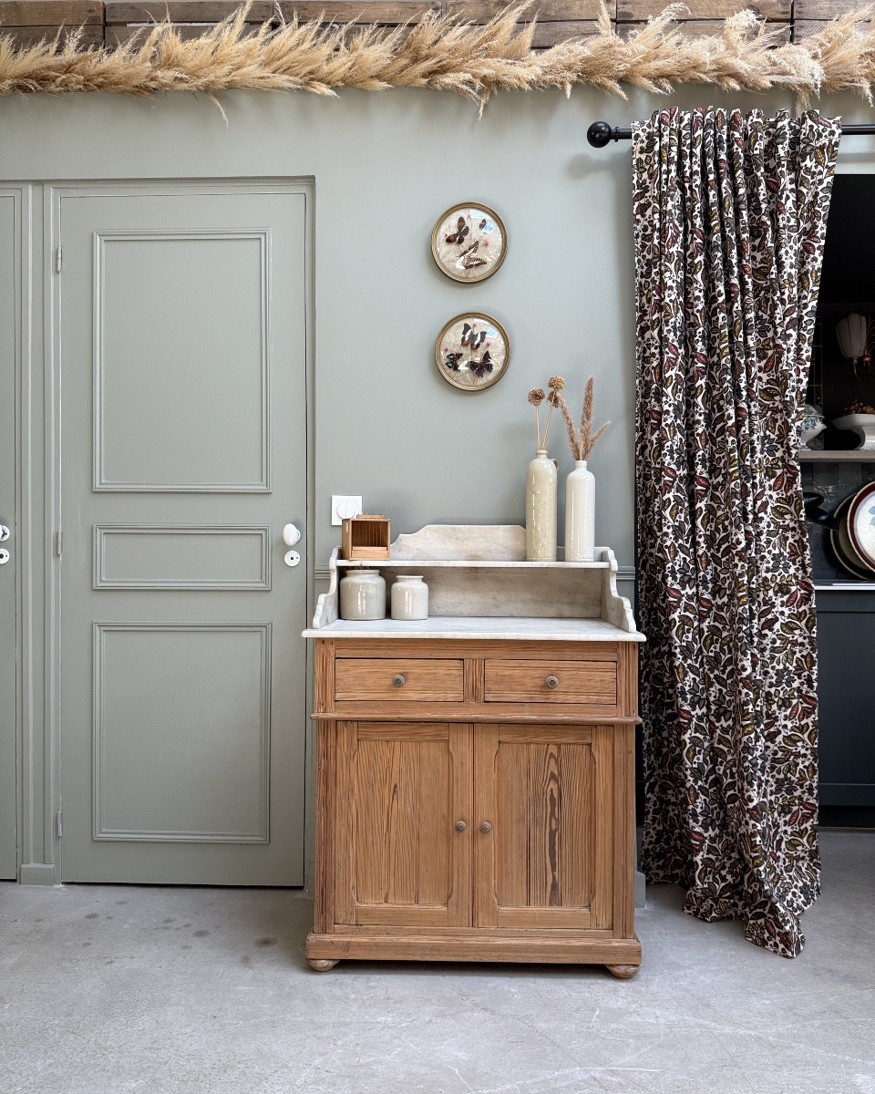 Antique Sideboard In Solid Wood And Marble 