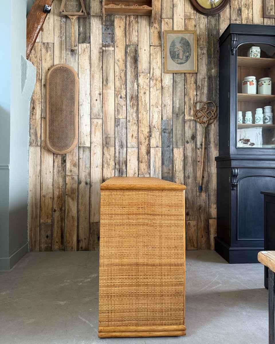 Enfilade vintage en rotin et bambou-photo-1