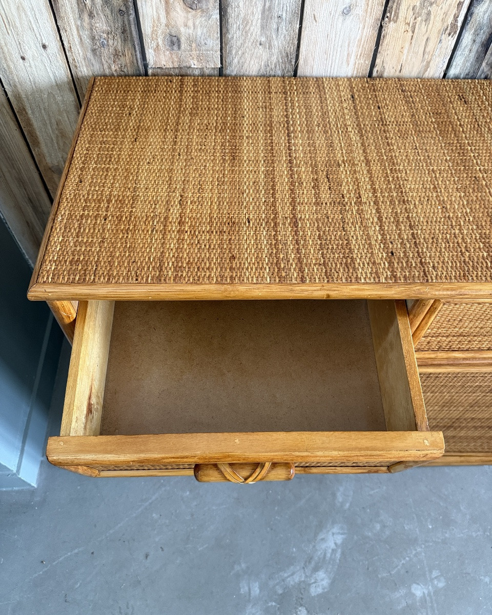 Enfilade vintage en rotin et bambou-photo-5