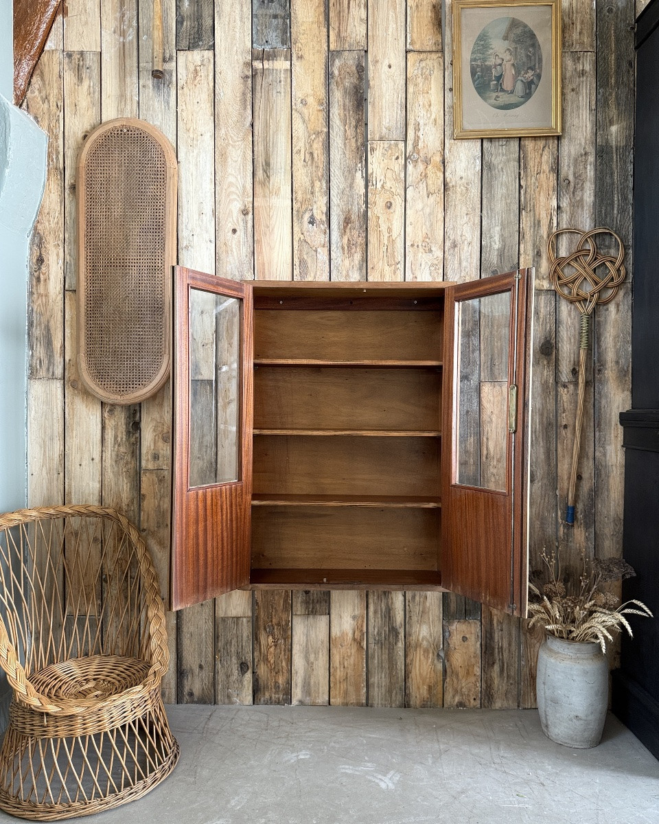 Petite vitrine ancienne en noyer (rénovée)-photo-2