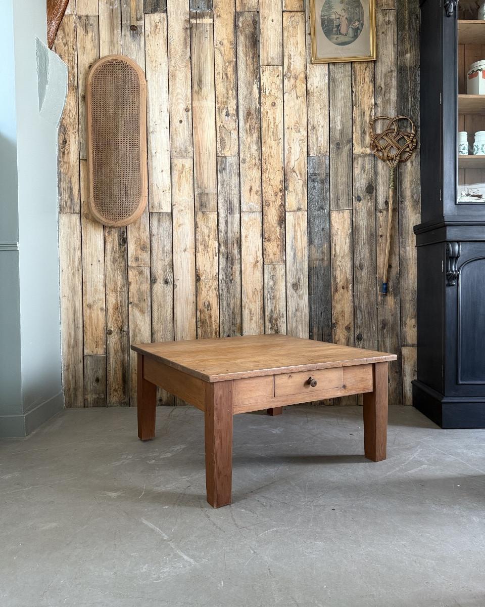 Table basse de ferme carrée (rénovée)-photo-2