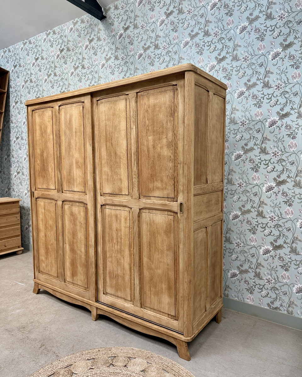 Armoire parisienne double en chêne avec penderie (rénovée)-photo-2