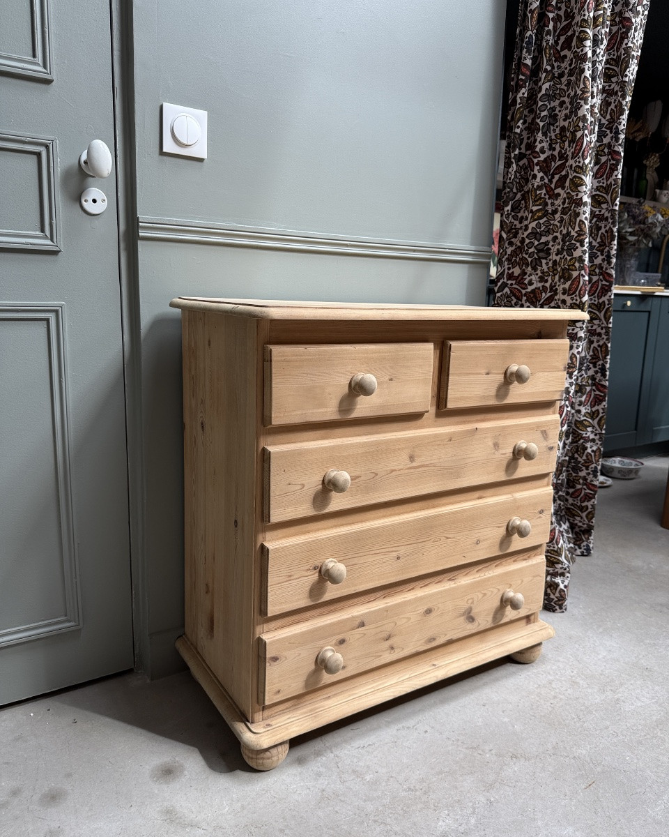 English Pine Chest Of Drawers-photo-5