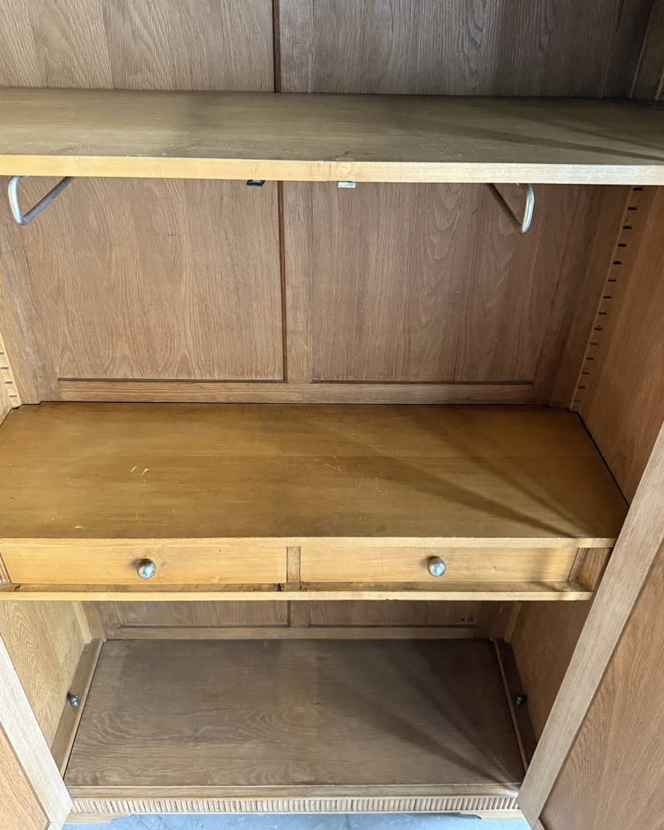 Art Deco Wardrobe In Solid Oak-photo-5