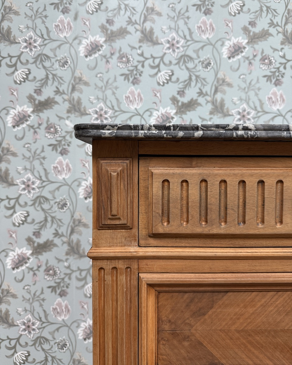 Commode en marqueterie et plateau en marbre-photo-1