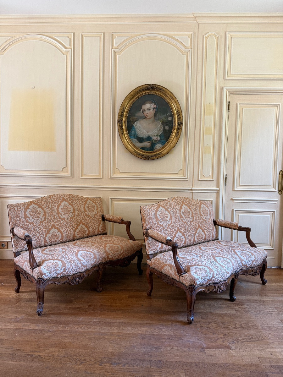 Paire de banquettes / canapés Louis XV-photo-3