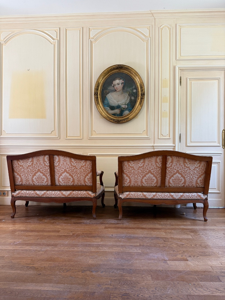 Paire de banquettes / canapés Louis XV-photo-4