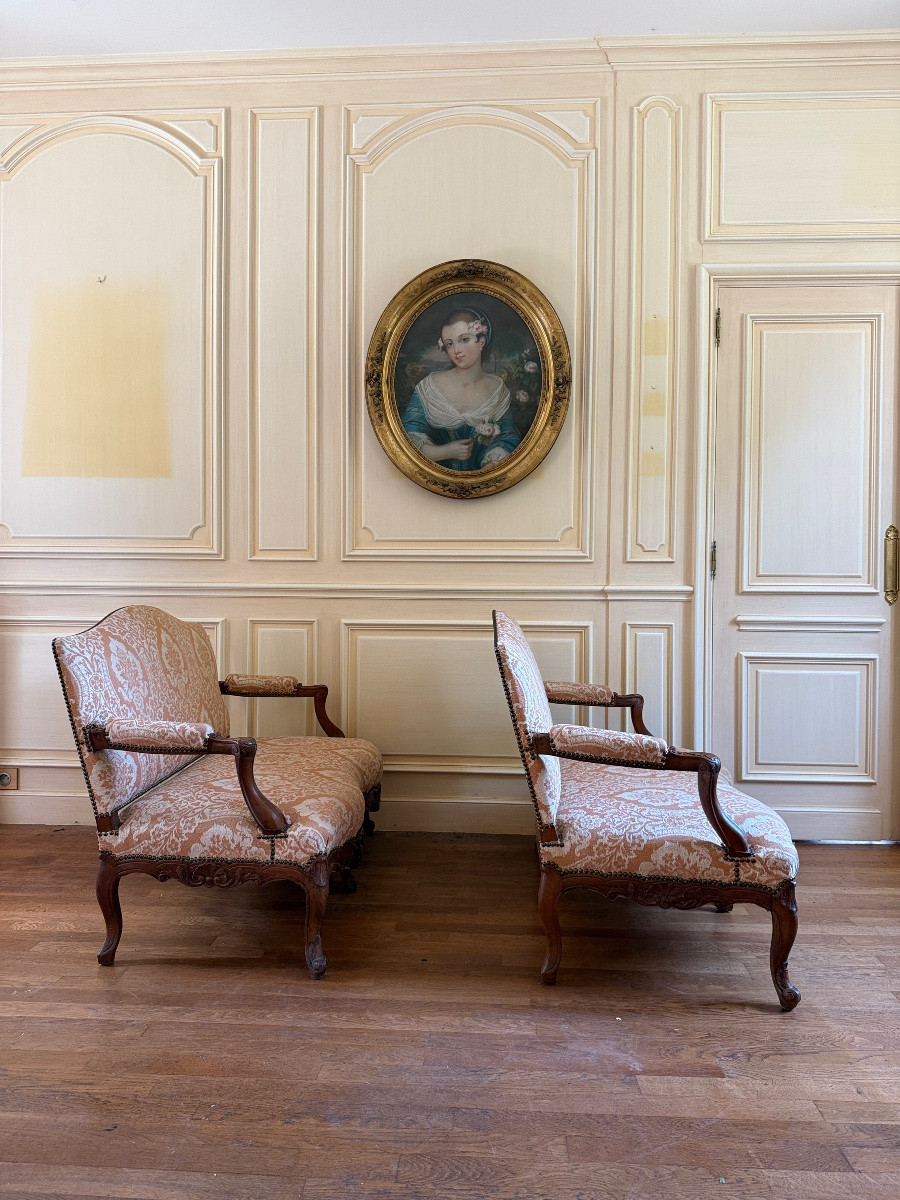 Paire de banquettes / canapés Louis XV-photo-1