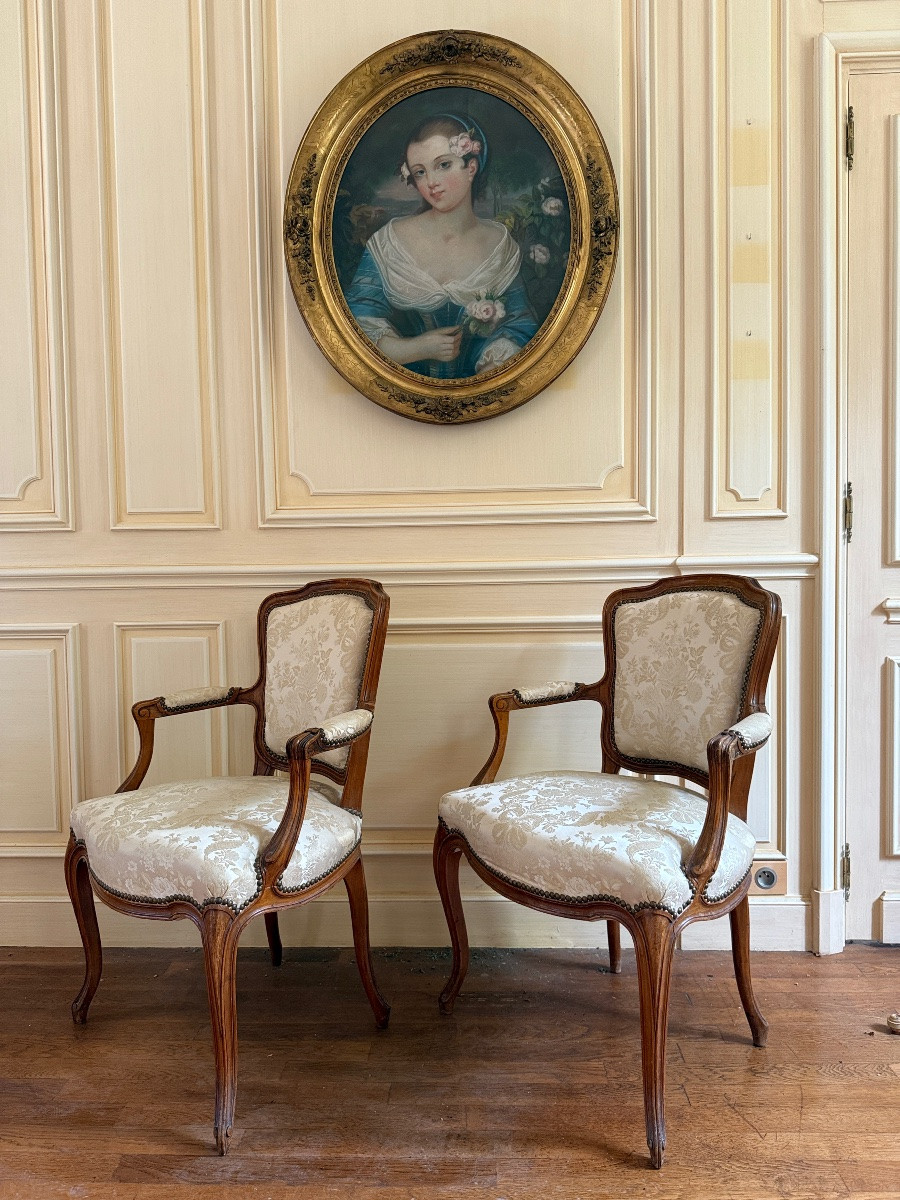 Paire de fauteuils cabriolet Louis XV-photo-2