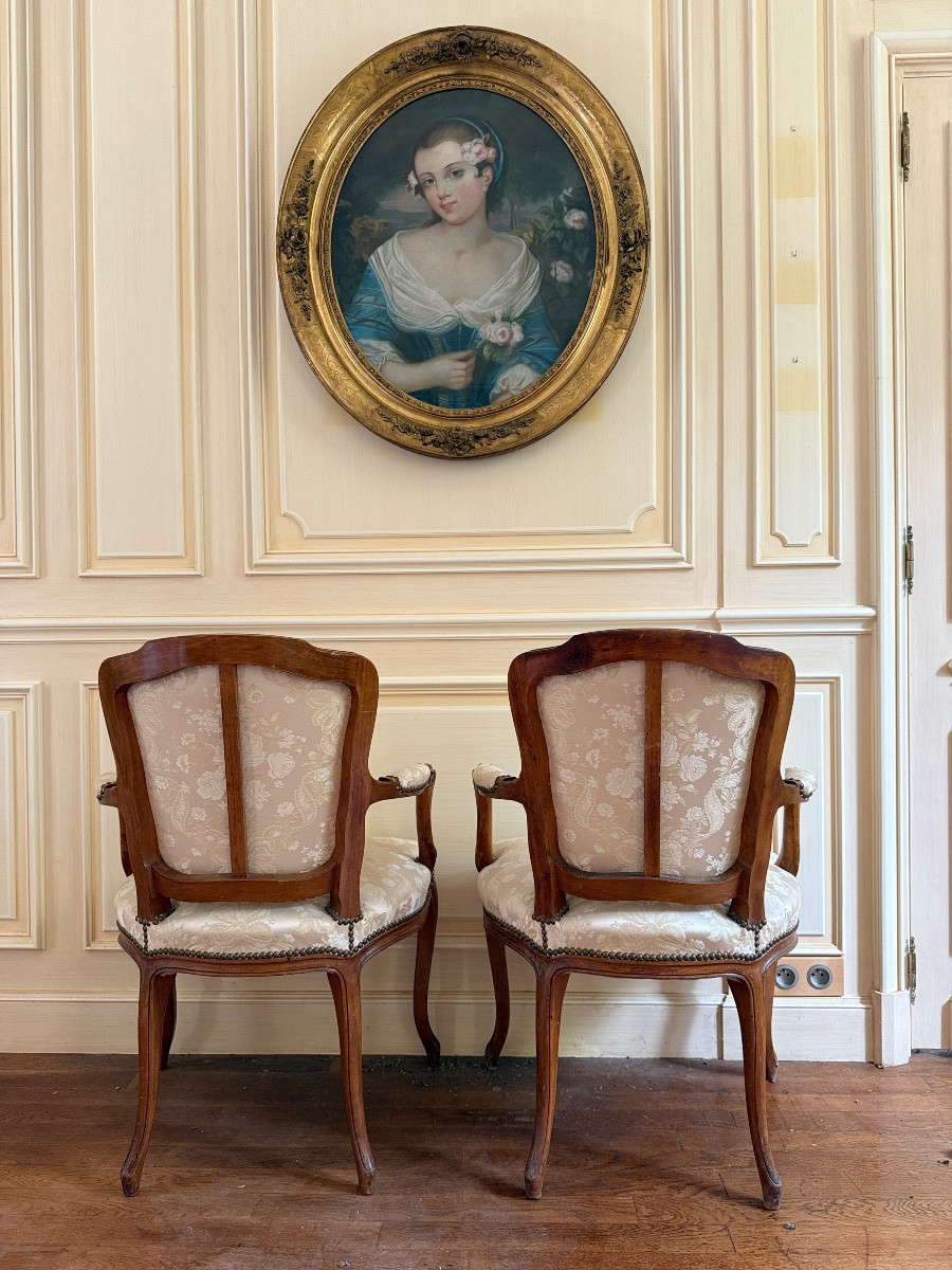 Paire de fauteuils cabriolet Louis XV-photo-3