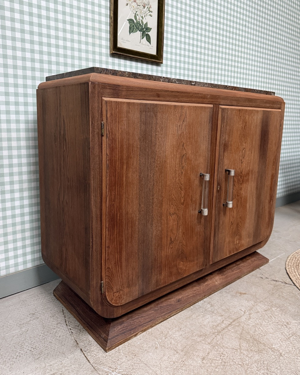 Large Art Deco Sideboard In Rosewood And Marble (renovated)-photo-2