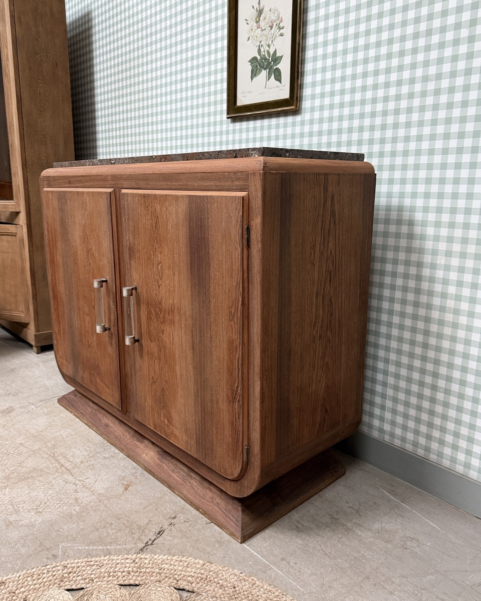 Large Art Deco Sideboard In Rosewood And Marble (renovated)-photo-3