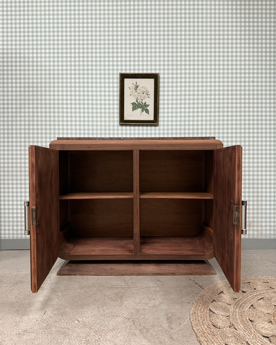 Large Art Deco Sideboard In Rosewood And Marble (renovated)-photo-4