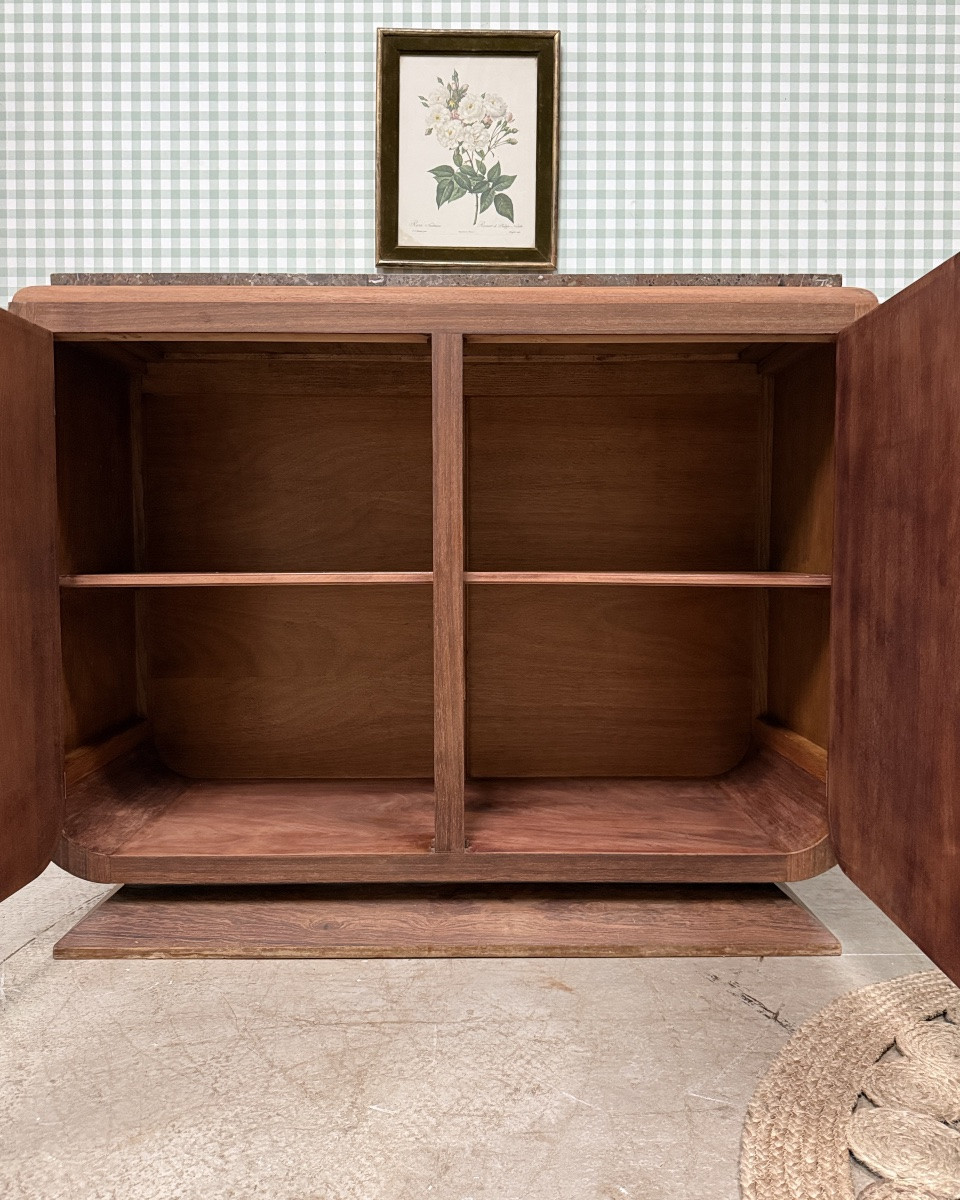 Large Art Deco Sideboard In Rosewood And Marble (renovated)-photo-3