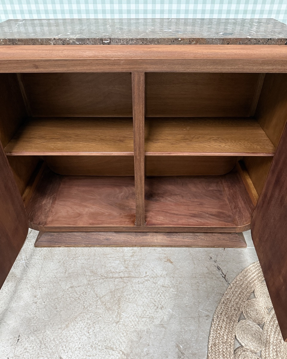 Large Art Deco Sideboard In Rosewood And Marble (renovated)-photo-4
